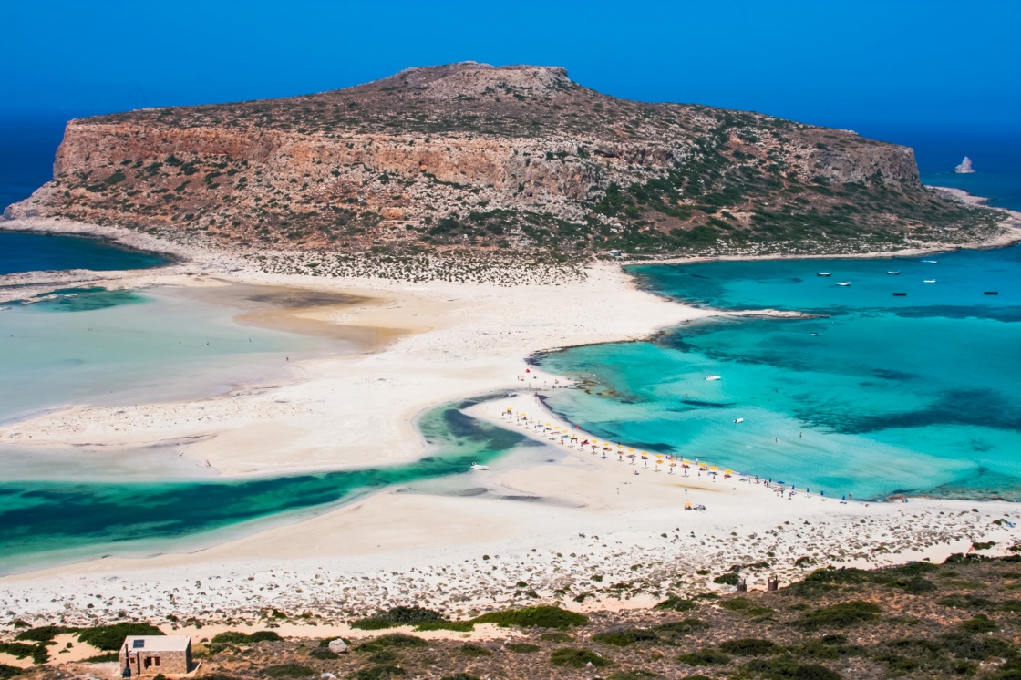 'Fantastic panorama of Balos Lagoon and Gramvousa island on Crete, Greece. Cap tigani in the center' - Hania
